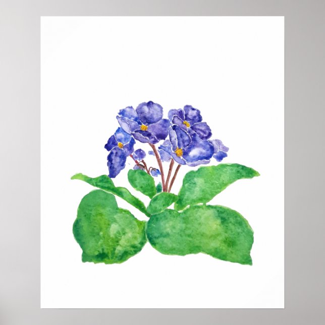 purple African violet watercolor painting Poster (Front)