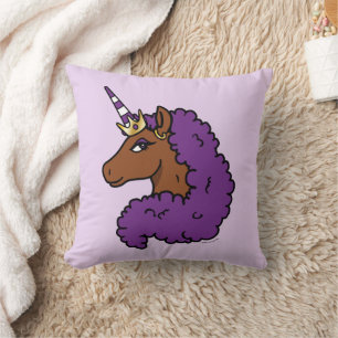 Purple Afro Unicorn Cushion
