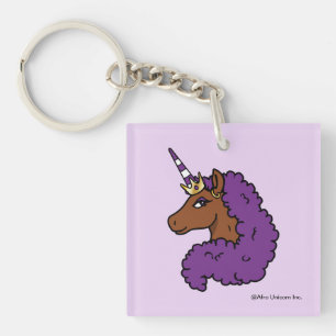 Purple Afro Unicorn Key Ring
