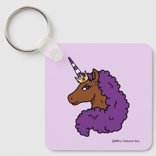Purple Afro Unicorn Key Ring (Front)