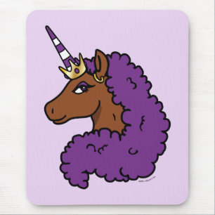 Purple Afro Unicorn Mouse Mat
