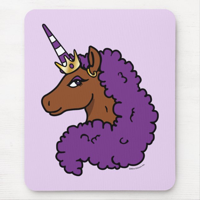 Purple Afro Unicorn Mouse Mat (Front)