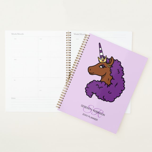 Purple Afro Unicorn Planner (Display)