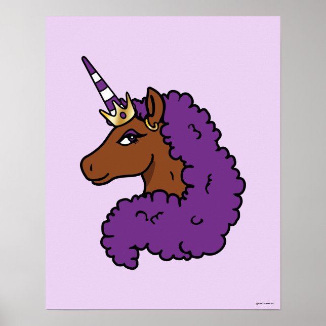 Purple Afro Unicorn Poster (Front)