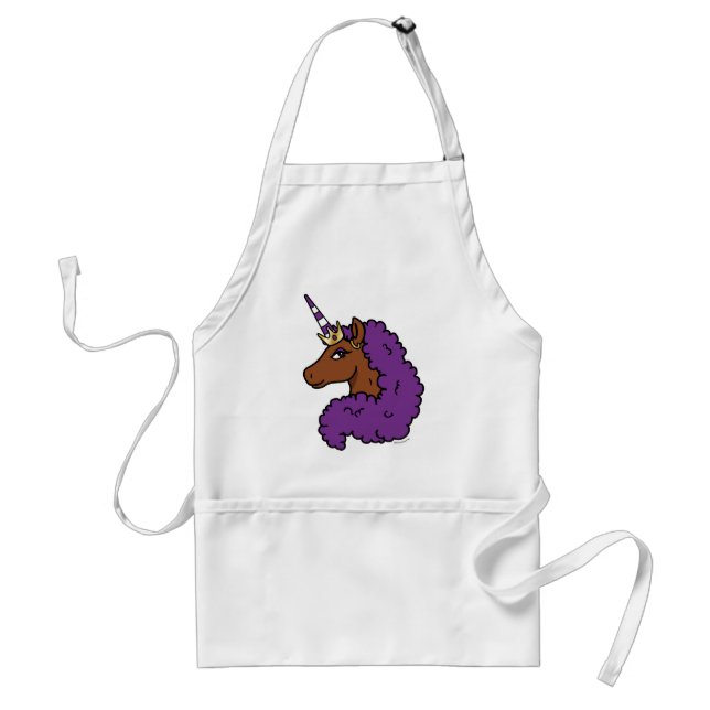 Purple Afro Unicorn Standard Apron (Front)