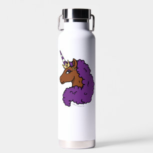 Purple Afro Unicorn Water Bottle