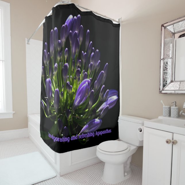 Purple Agapanthus, African Lily Luxury Shower Curtain (In Situ)