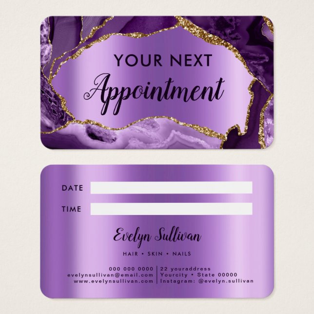 Purple Agate Appointment Card (Front & Back)
