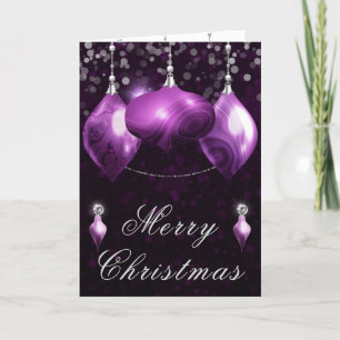 Purple Agate Baubles Christmas Dinner Party Holiday Card