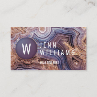 Purple agate geode modern violet business card