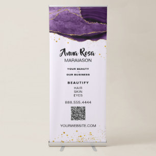 *~* Purple Agate Glitter Spa QR Beauty Chic Retractable Banner