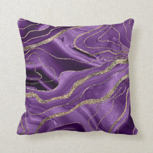 Purple Agate Gold Glitter Glam #1 Cushion