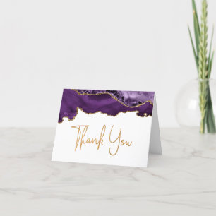 Purple Agate Gold Script Thank You Card
