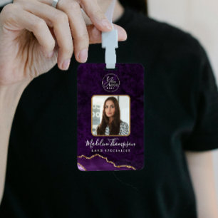 Purple Agate Marble Business Logo Company ID ID Badge