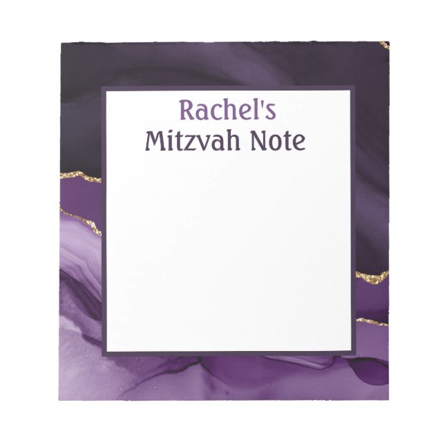 Purple Agate Modern Mitzvah Note Girls Notepad (Front)