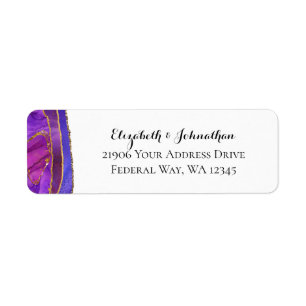 Purple Agate Modern Watercolor Gold Address
