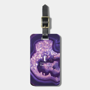 Purple Agate Monogram Luggage Tag