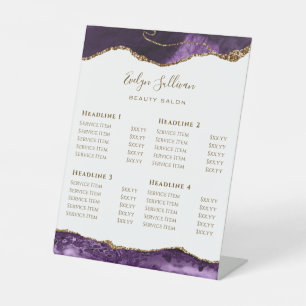 Purple Agate Price List Pedestal Sign