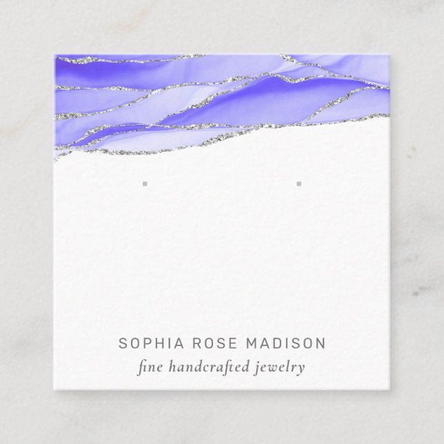 Purple Agate Watercolor Jewellery Display Square Business Card (Front)