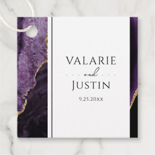 Purple Agate Wedding Names Thank You Favour Tags