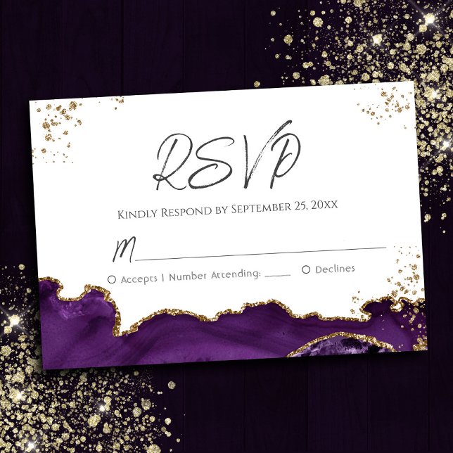 Purple Agate Wedding RSVP Card (Creator Uploaded)