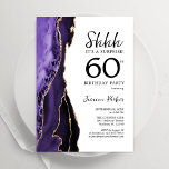 Purple Agate White Gold Surprise 60th Birthday Invitation<br><div class="desc">Purple,  white and gold agate surprise 60th birthday party invitation. Elegant modern design featuring  watercolor agate marble geode background,  faux glitter gold and typography script font. Trendy invite card perfect for a stylish women's bday celebration. Printed Zazzle invitations or instant download digital printable template.</div>
