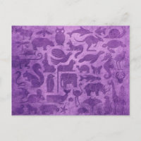 Purple Aged and Worn Animal Kingdom Pattern