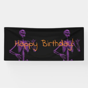 purple air guitar skeleton birthday banner