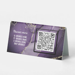 Purple Alcohol Ink Business QR code Social Handles