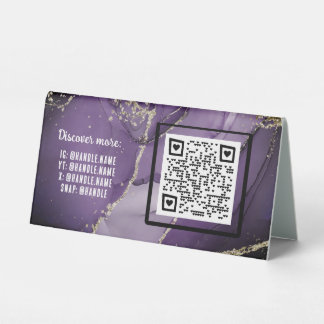 Purple Alcohol Ink Business QR code Social Handles
