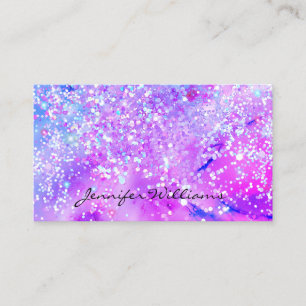 Purple Alcohol Ink Holographic Glitter Elegant Business Card