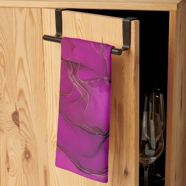 Purple alcohol ink tea towel (Thirds Fold)