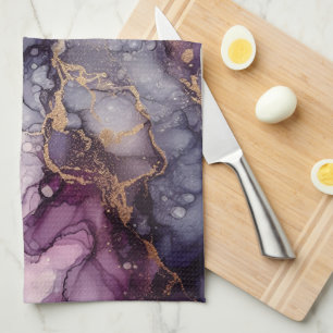 Purple alcohol ink tea towel