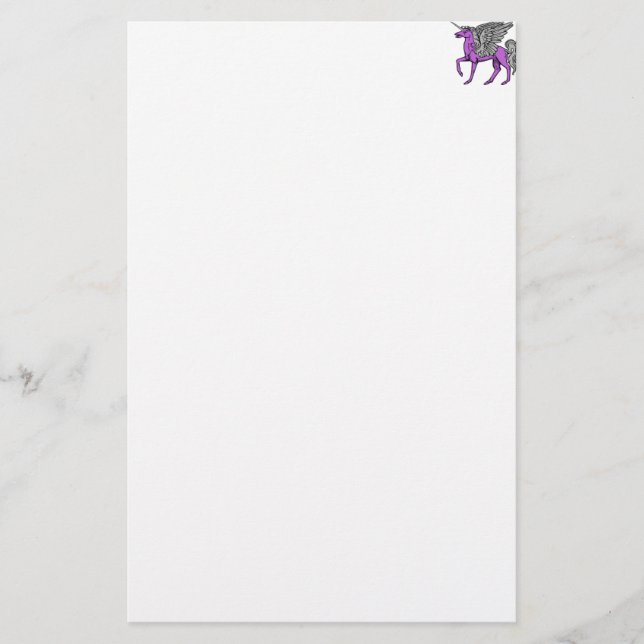 Purple Alicorn/Pegacorn/Winged Unicorn Stationery (Front)