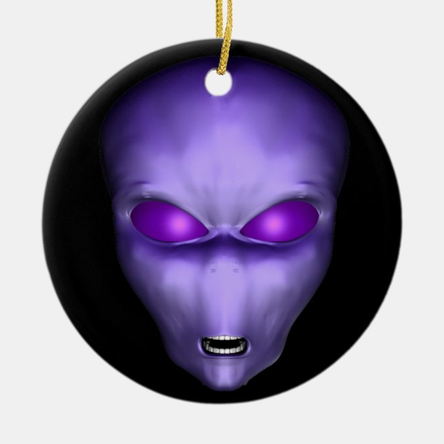 Purple Alien Ceramic Tree Decoration (Front)
