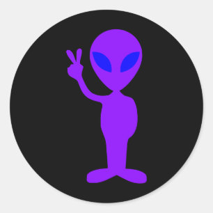 Purple Alien Classic Round Sticker