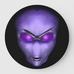 Purple Alien Large Clock