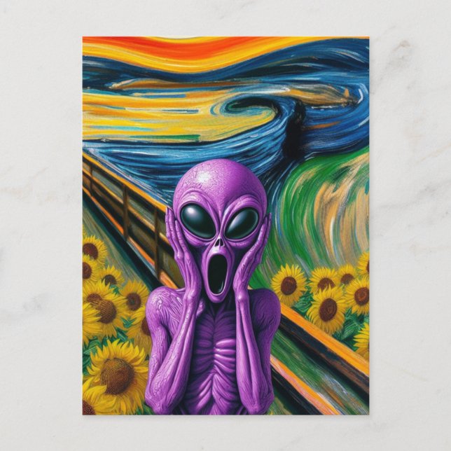 Purple Alien Screams Postcard (Front)