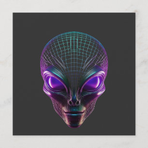 Purple Alien With Luminous Eyes Invitation