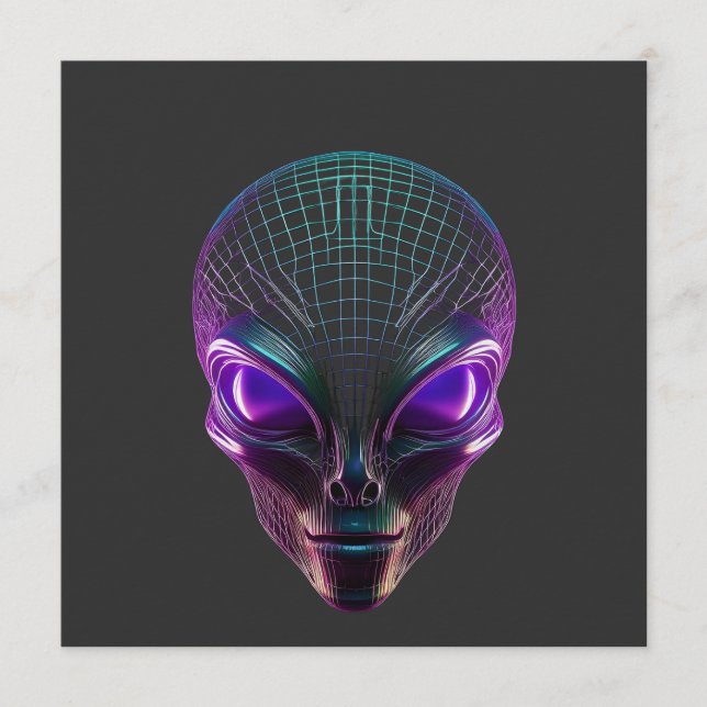 Purple Alien With Luminous Eyes Invitation (Front)