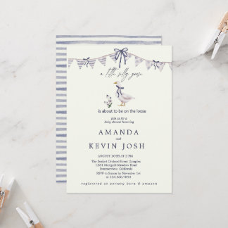 Purple All In One Silly Goose Baby Shower Invitation