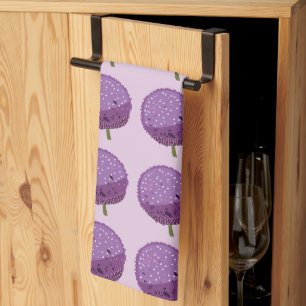 Purple Allium Flower Floral Housewarming Tea Towel