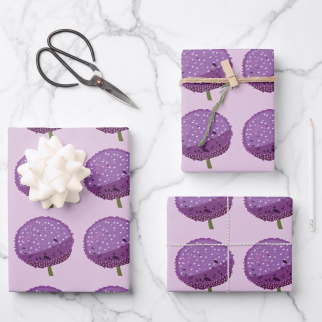 Purple Allium Flower Floral  Wrapping Paper Sheet (Front)
