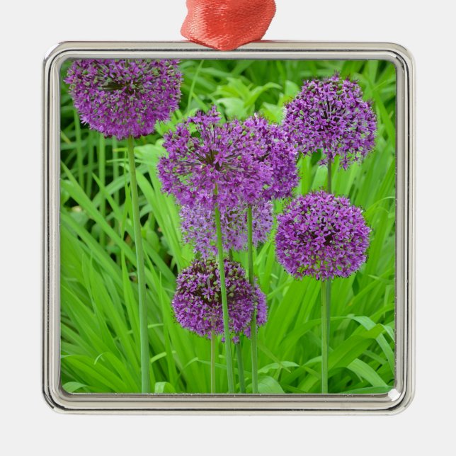 Purple allium flower garden metal tree decoration (Front)