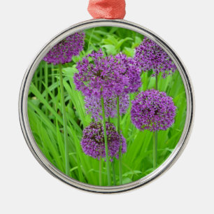 Purple allium flower garden metal tree decoration