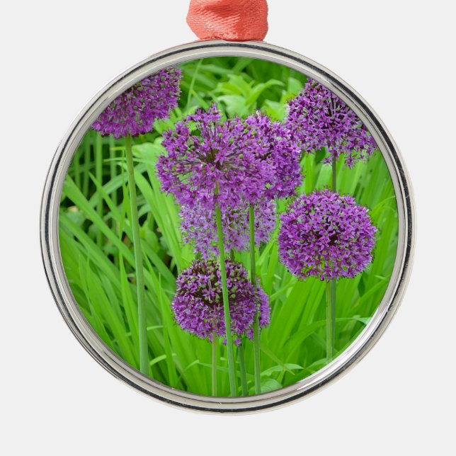 Purple allium flower garden metal tree decoration (Front)