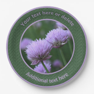 Purple Allium Flower Pair Personalised Party Paper Plate