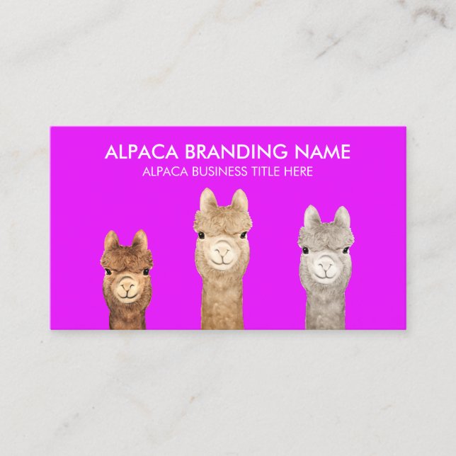Purple Alpaca Animal Business Card (Front)