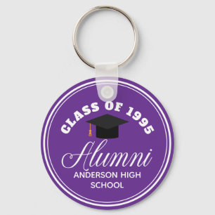 Purple Alumni High School Reunion Personalised Key Ring