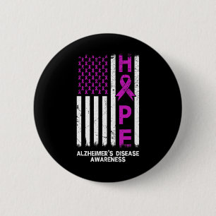 Purple Alzheimer Disease Awareness American Flag M 6 Cm Round Badge